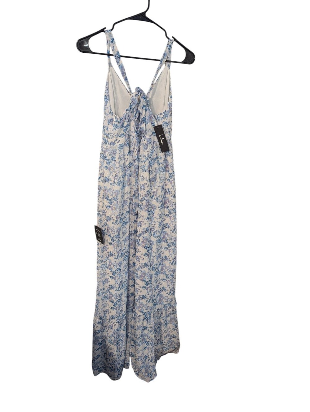 Lulu's,Blue Floral Maxi Sundress - Women's Sleeveless V-Neck, Size M - Picture 6 of 6